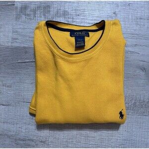 Polo Ralph Lauren Shirt Men’s L Waffle Knit Thermal  Mustard Yellow Sweater
